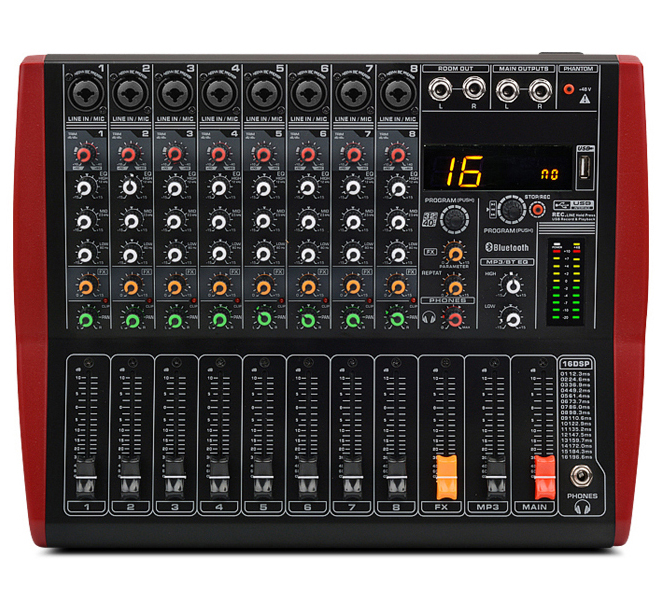 8 Channel Professional Audio Mixer with USB and Bluetooth Function