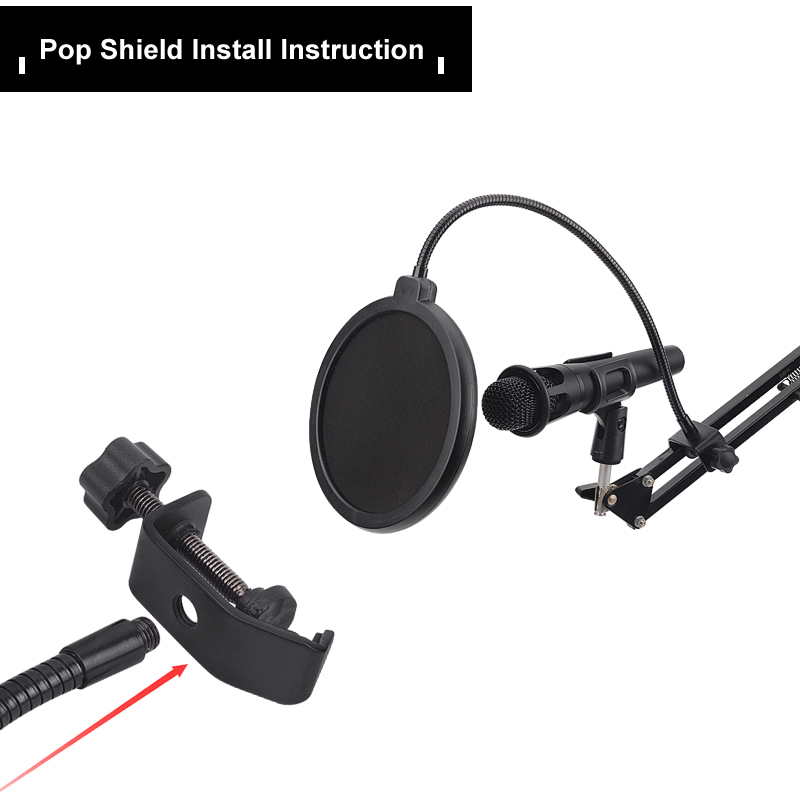 Tiwa Pop filter for microphone Recording Double Layer Microphone Flexible Wind Screen Mask Mic Pop Filter Shield