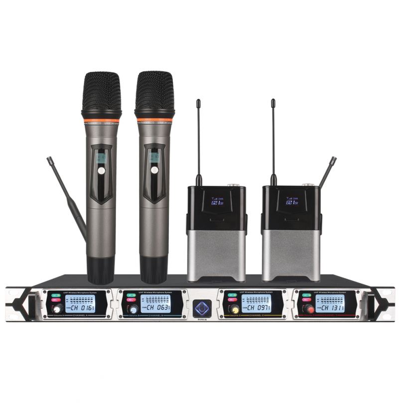 Tiwa High Quality Professional Handheld UHF 4 channels Wireless Microphone for Karaoke System